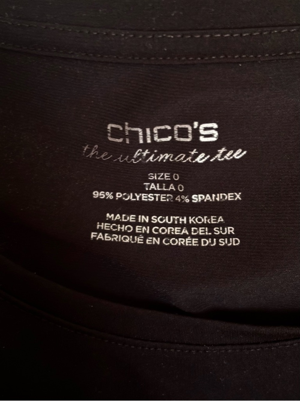 Chico's Black Short Sleeve Scoop-Neck Tee - Picture 3 of 3